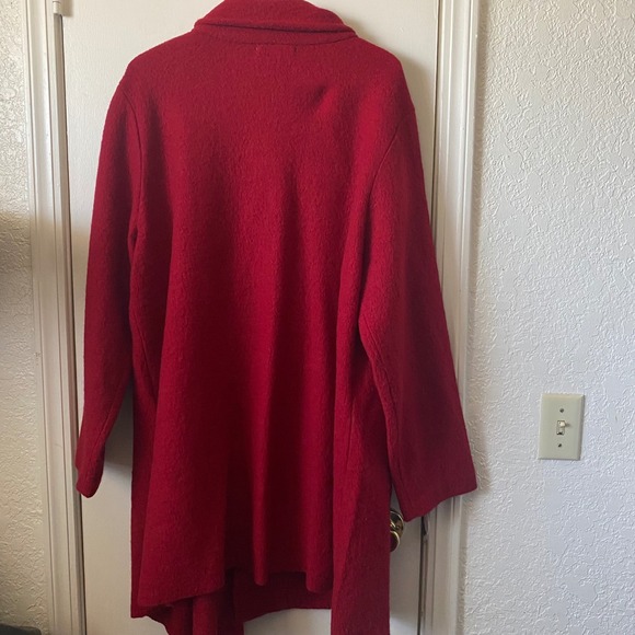 NorthStyle Red Boucle Coat 1X Shawl Collar Toggle Closure Oversized - Picture 6 of 6